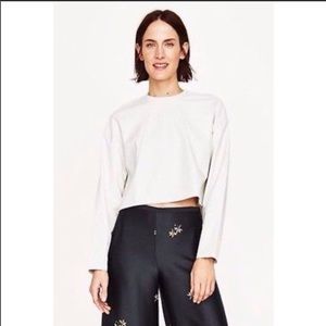 Zara faux leather off white long sleeve crop top